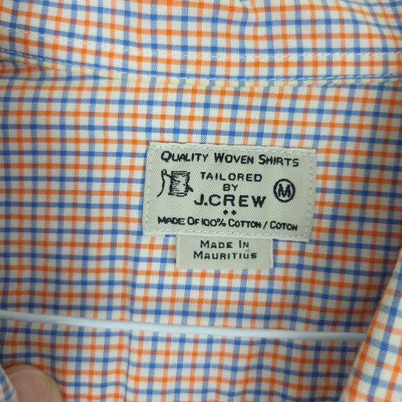 J Crew Orange Blue Plaid Woven Cotton Button Down Oxford Shirt Top Medium - Picture 6 of 8